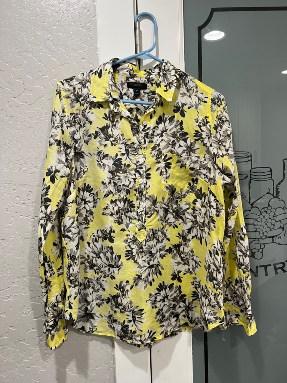 J. Crew Yellow Floral Button-Down Shirt silk and cotton blend - Picture 2 of 6